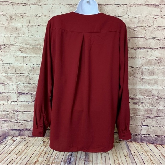 Kut from the Kloth Burgundy Wrap Long Sleeve Blouse - Picture 8 of 14